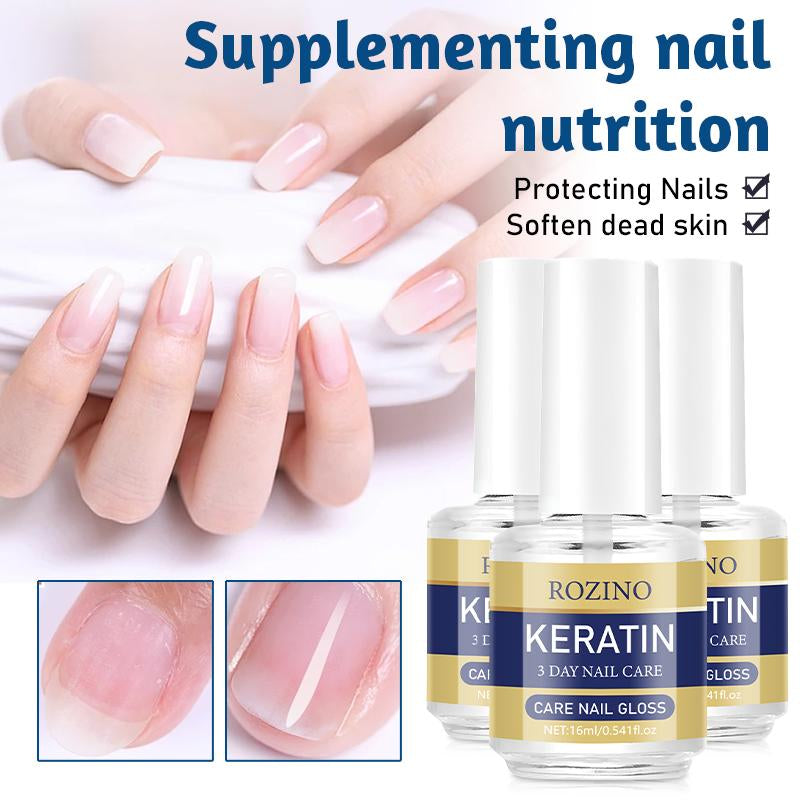 【Buy One, Get Two Free】Rozino 3 Days Nail Care Formula with Keratin Amino Acid & Aloe for Superior Nail Nourishment 16Ml Bottle for Healthy Nails Manicure